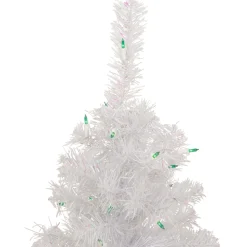 2' Lighted Rockport White Pine Artificial Christmas Tree, Green Lights