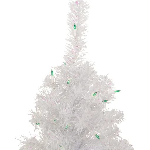 2' Lighted Rockport White Pine Artificial Christmas Tree, Green Lights