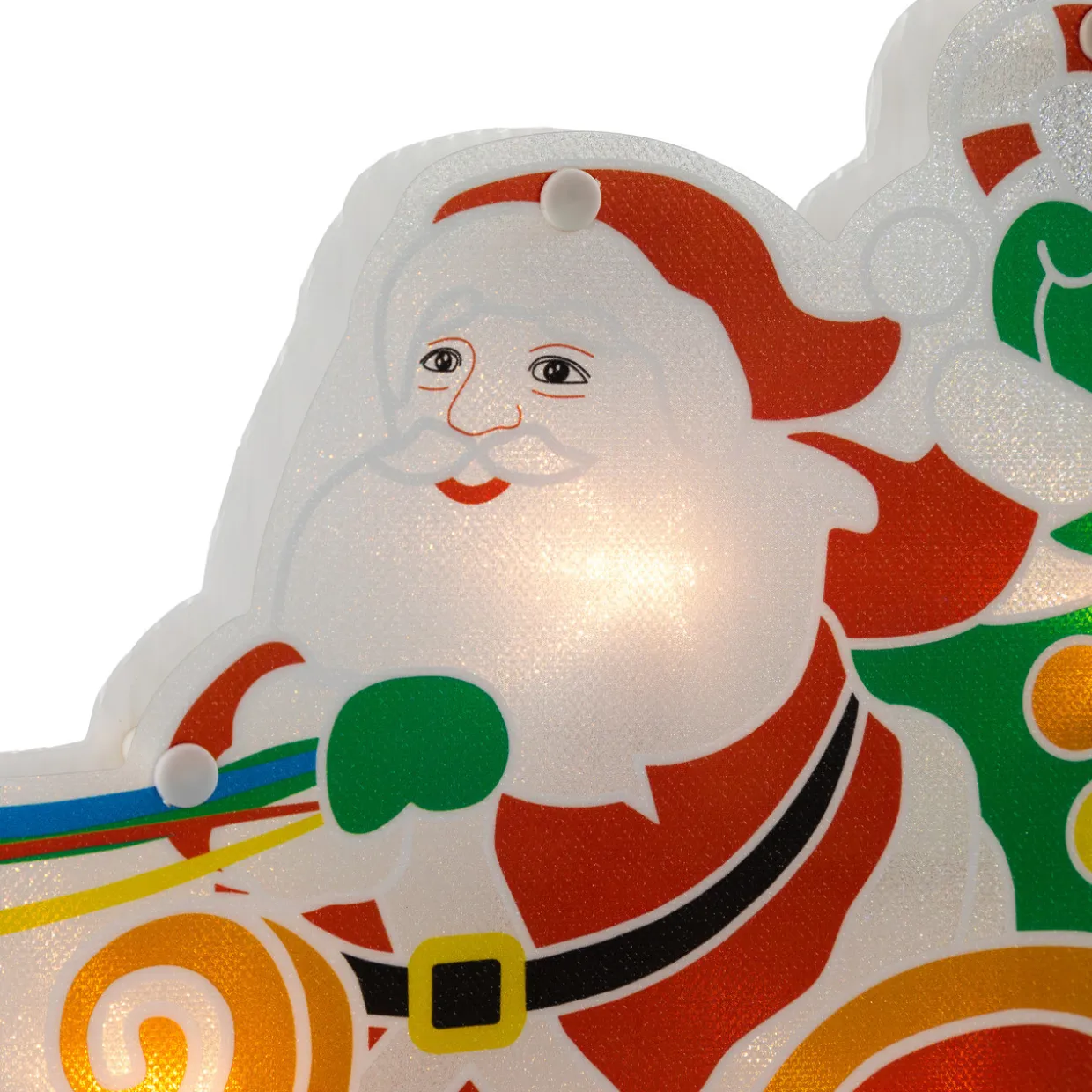 23" Lighted Santa and Reindeer Christmas Window Silhouette