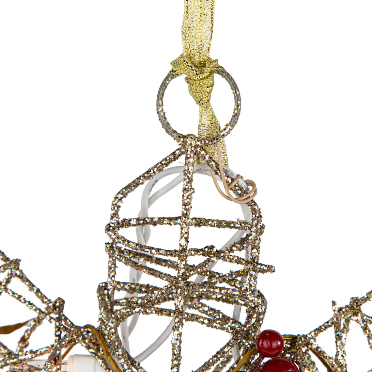 19" Lighted Silver Glittered Berry Rattan Snowflake Christmas Window Decoration