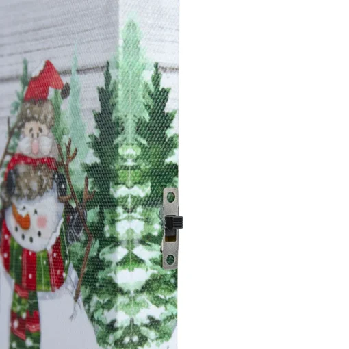 10" Lighted Snowman Family Blessing Christmas Canvas Wall Art with Photo Clip