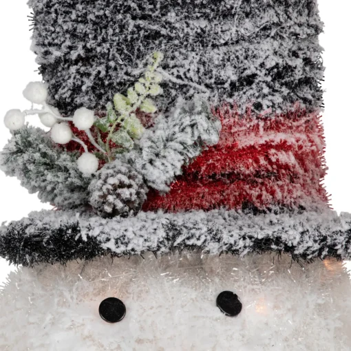 25" Lighted Snowman with Black Frosted Top Hat Christmas Tree Topper