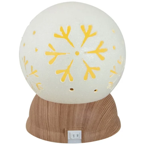 6.5" Lighted White and Brown Globe with Snowflakes