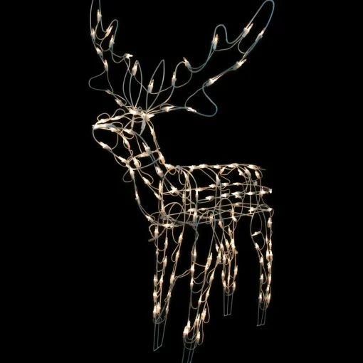 48" Lighted White Standing Reindeer Outdoor Christmas Yard Decoration