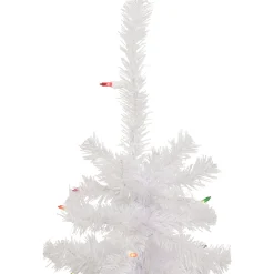 2' Lighted Woodbury White Pine Slim Artificial Christmas Tree, Multi Lights