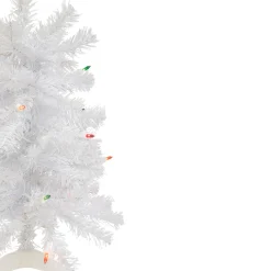 2' Lighted Woodbury White Pine Slim Artificial Christmas Tree, Multi Lights