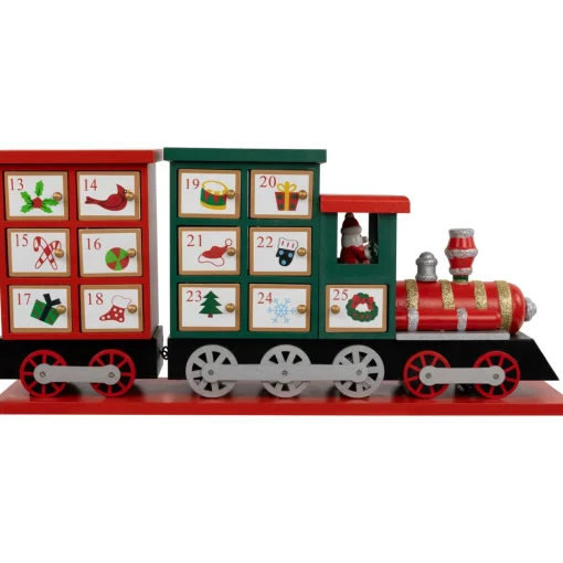16.5" Locomotive Train Wooden Christmas Advent Calendar