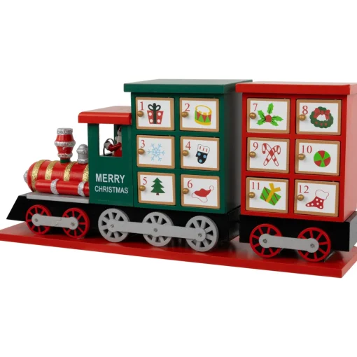 16.5" Locomotive Train Wooden Christmas Advent Calendar