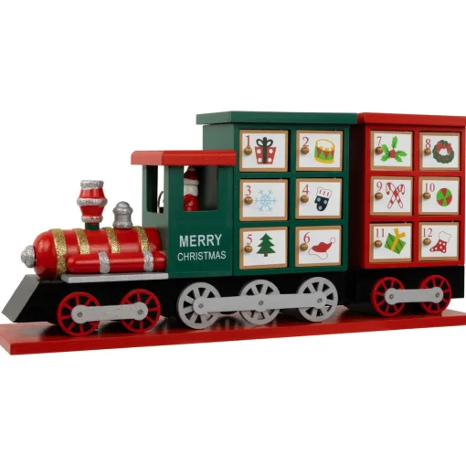 16.5" Locomotive Train Wooden Christmas Advent Calendar