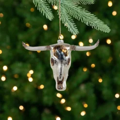 5.5" Longhorn Glass Christmas Ornament