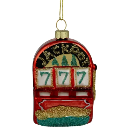 3.25" Lucky 7's Jackpot Slots Glass Christmas Ornament