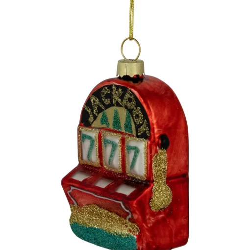 3.25" Lucky 7's Jackpot Slots Glass Christmas Ornament