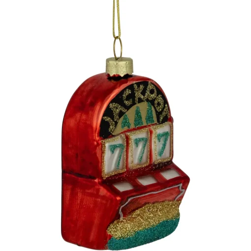 3.25" Lucky 7's Jackpot Slots Glass Christmas Ornament