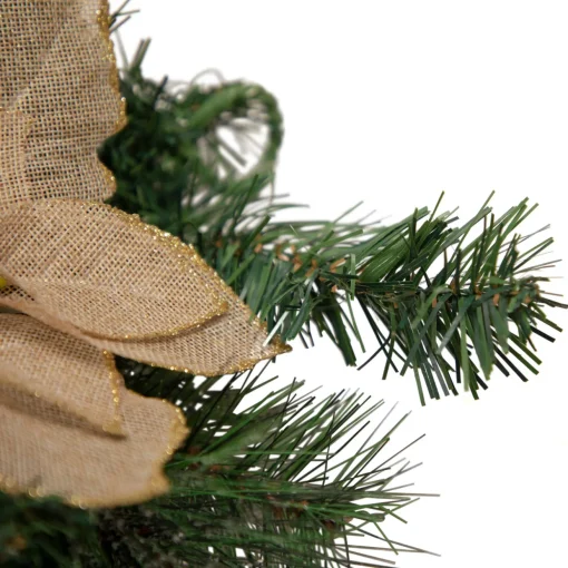 28" Mixed Pine Berry and Poinsettia Artificial Christmas Teardrop Swag - Unlit