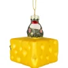 3.25" Mouse with Cheese Glass Christmas Ornament