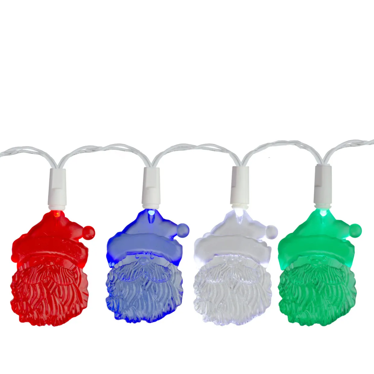 20 Multi-Color Santa Claus LED Novelty Christmas Lights - 10 ft White Wire