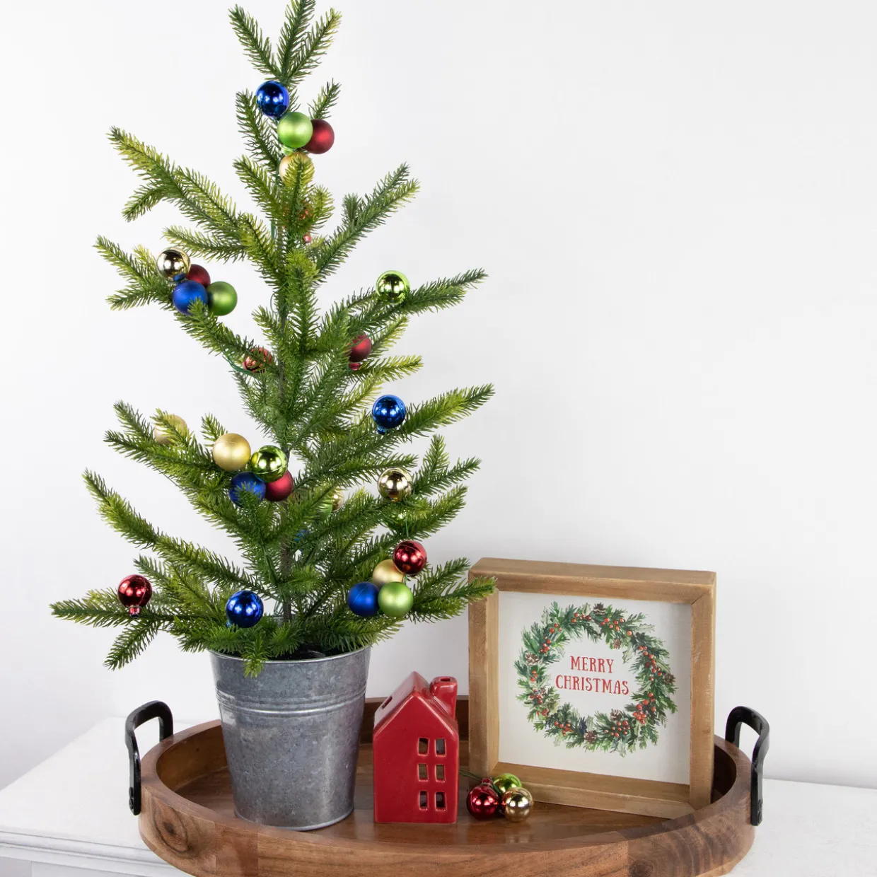 6.75" Multicolor Shatterproof Ball Ornament Christmas Pick