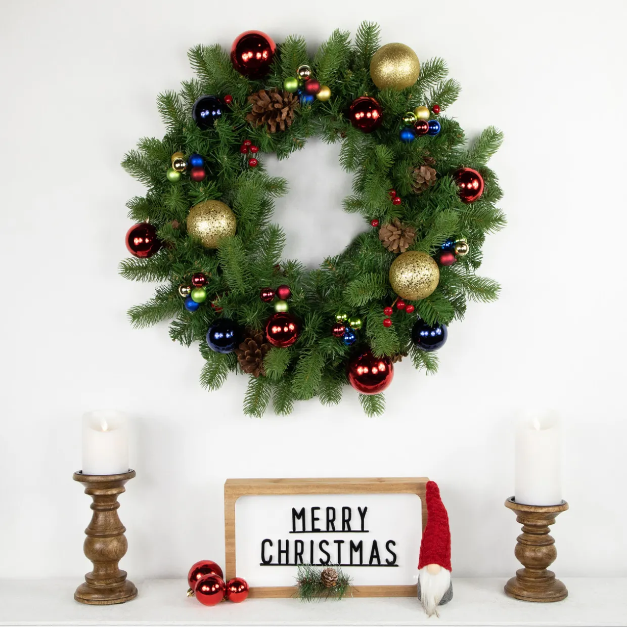 6.75" Multicolor Shatterproof Ball Ornament Christmas Pick