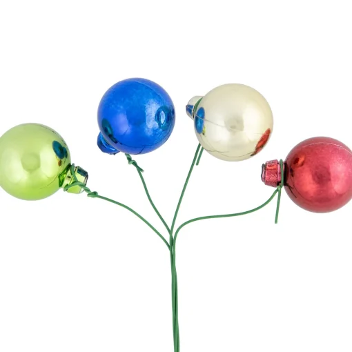6.75" Multicolor Shatterproof Ball Ornament Christmas Pick