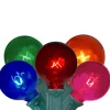10 Multi-Color Transparent G40 Globe Christmas Lights - 9' Green Wire