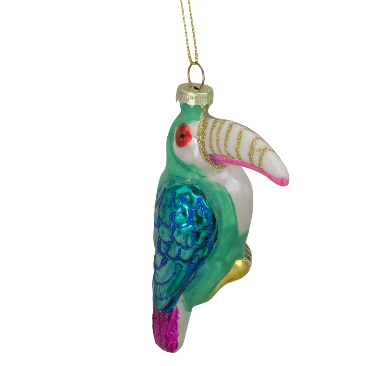 4.75" Multi-Colored Glass Toucan Christmas Ornament