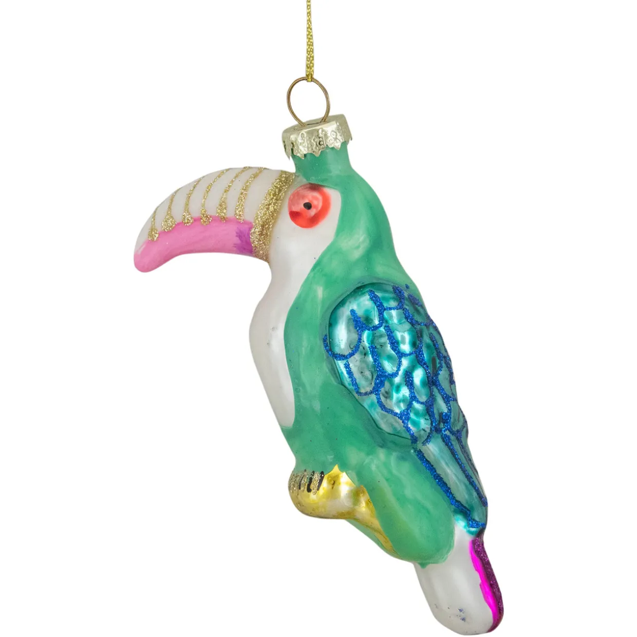4.75" Multi-Colored Glass Toucan Christmas Ornament
