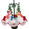 30" Musical Lighted Snowing Snowman Family in Umbrella Base Christmas Decoration