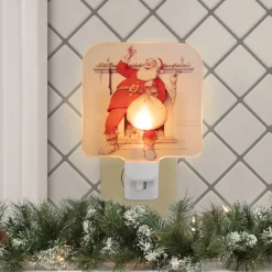 6" Norman Rockwell 'Filling the Stocking' Glass Christmas Night Light