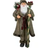 48" Olive Green Santa Claus with Gift Bag Standing Christmas Figure