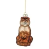 4" Orange and Black Glass Lion Christmas Ornament