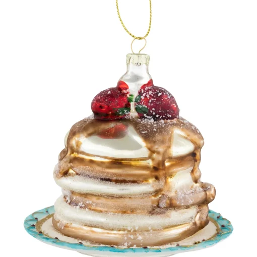 3.75" Pancakes and Syrup Glass Christmas Ornament