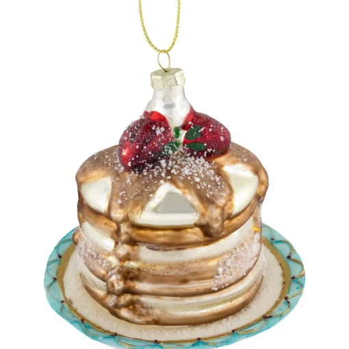 3.75" Pancakes and Syrup Glass Christmas Ornament