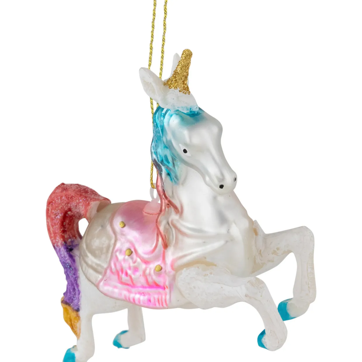4.25" Pastel Unicorn Glass Christmas Ornament