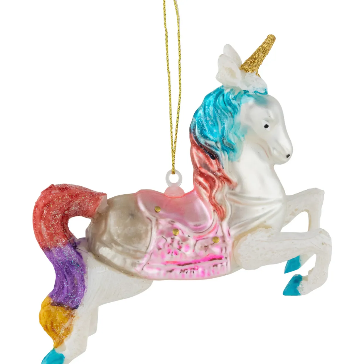4.25" Pastel Unicorn Glass Christmas Ornament