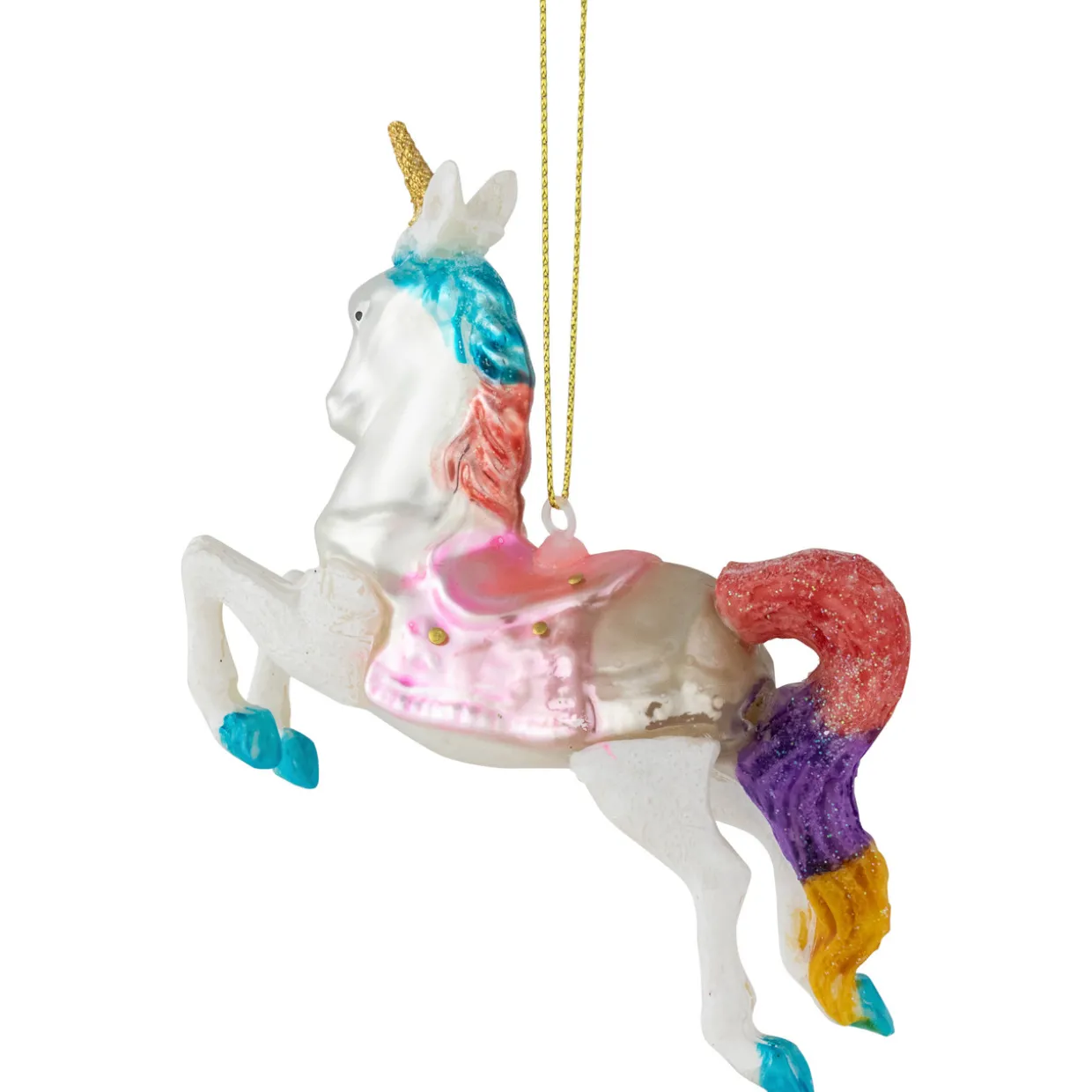 4.25" Pastel Unicorn Glass Christmas Ornament
