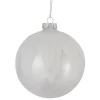4" Pearl White and Glitter Glass Ball Christmas Ornament
