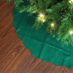 38" Pine Green Scalloped Edge Round Christmas Tree Skirt