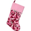 15.75" Pink and Brown Camouflage Christmas Stocking with Cuff