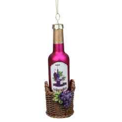 6.25" Pink and Brown Wine Bottle Hanging Christmas Ornament