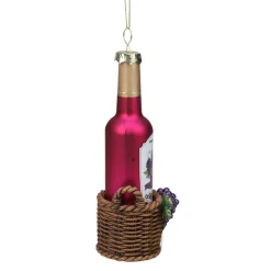 6.25" Pink and Brown Wine Bottle Hanging Christmas Ornament
