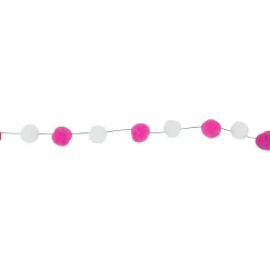 9' Pink and White Plush Snowball Christmas Garland