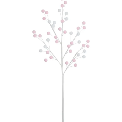 24" Pink and White Pom Pom Christmas Spray