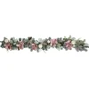 6' Pink Floral and Ball Ornament Frosted Pine Artificial Christmas Garland