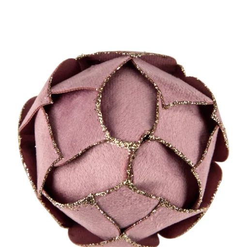 5" Pink Flower Glitter Petal Shatterproof Ball Christmas Ornament
