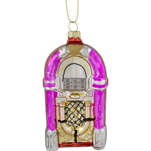 5" Pink Retro Juke Box Glass Christmas Ornament