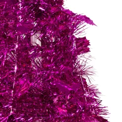 6' Pink Tinsel Pop-Up Artificial Christmas Tree, Unlit