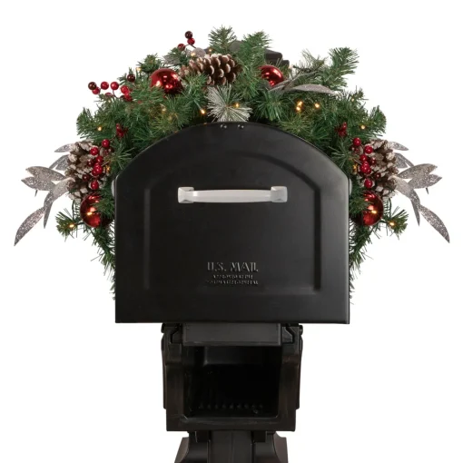 36" Pre-lit Decorated Artificial Pine Christmas Mailbox Swag