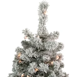 4.5' Pre-Lit Flocked Madison Pine Artificial Christmas Tree, Clear Lights