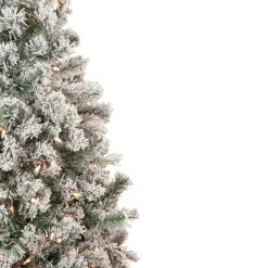 4.5' Pre-Lit Flocked Madison Pine Artificial Christmas Tree, Clear Lights