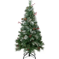 4' Pre-Lit Frosted Carolina Berry Spruce Artificial Christmas Tree, Clear Lights